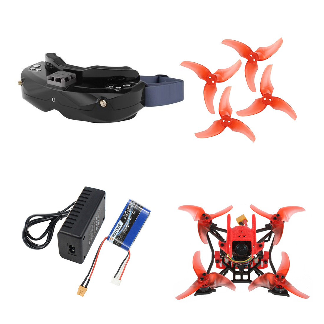 QWinOut T100 100mm DIY Indoor FPV Racing Drone Kit with Skyzone 02X FPV ...