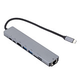FCLUO 8-in-1 Type-c hub + HDMI (60HZ) + USB3.0 * 2 + PD charging + USB C + RJ45 + SD + TF