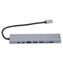 FCLUO 8-in-1 Type-c hub + HDMI (60HZ) + USB3.0 * 2 + PD charging + USB C + RJ45 + SD + TF