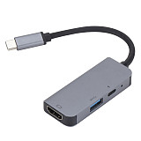 FCLUO 3 in 1 Type-c Hub + HDMI + USB 3.0 + PD Charging