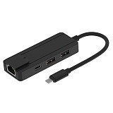 FCLUO Suitable for Apple to RJ45 100M network card + USB HUB with Power Supply