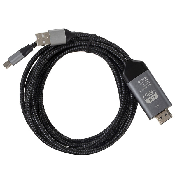 FCLUO Type-c to HDMI HD Video Conversion Cable with USB Power 4K 30HZ
