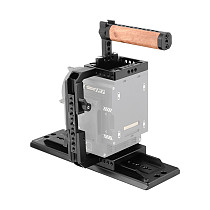  BGNING Camera Half Cage Kit Quick Release with 12  ARRI Dovetail Bridge Plate Wooden Top Handle Handgrip for Video Camera