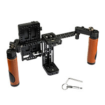 BGNING 5  7  LCD DSLR Camera Monitors Director's Cage Kit+Wooden Handle+V-Lock Battery Dual Plate
