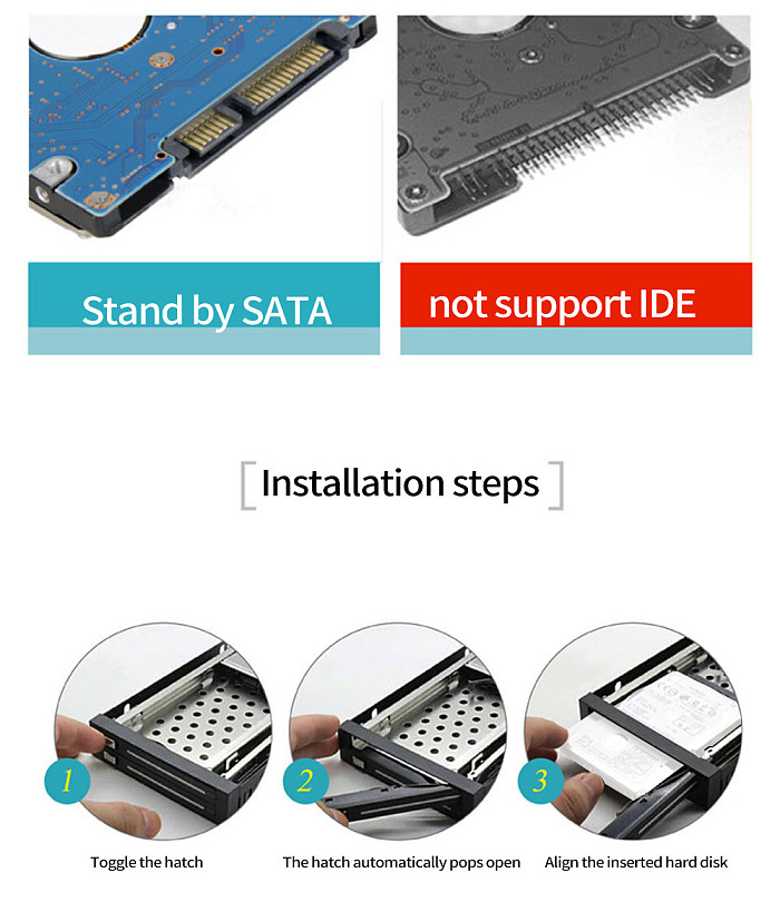 XT-XINTE Desktop Internal Dual Bay Mobile Rack Enclosure Case SATA6Gbps HDD/SSD drive hard Disk Extraction Box