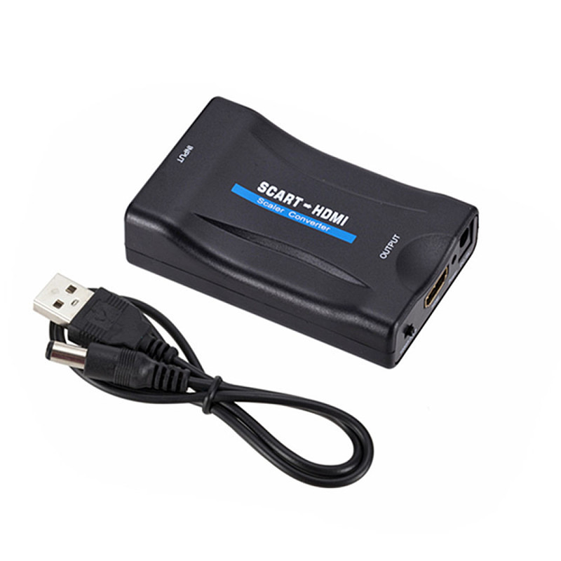 XT-XINTE SCART to 1080P HDMI Audio Video Converter Scaler Box w/USB Cable HDTV Monitor