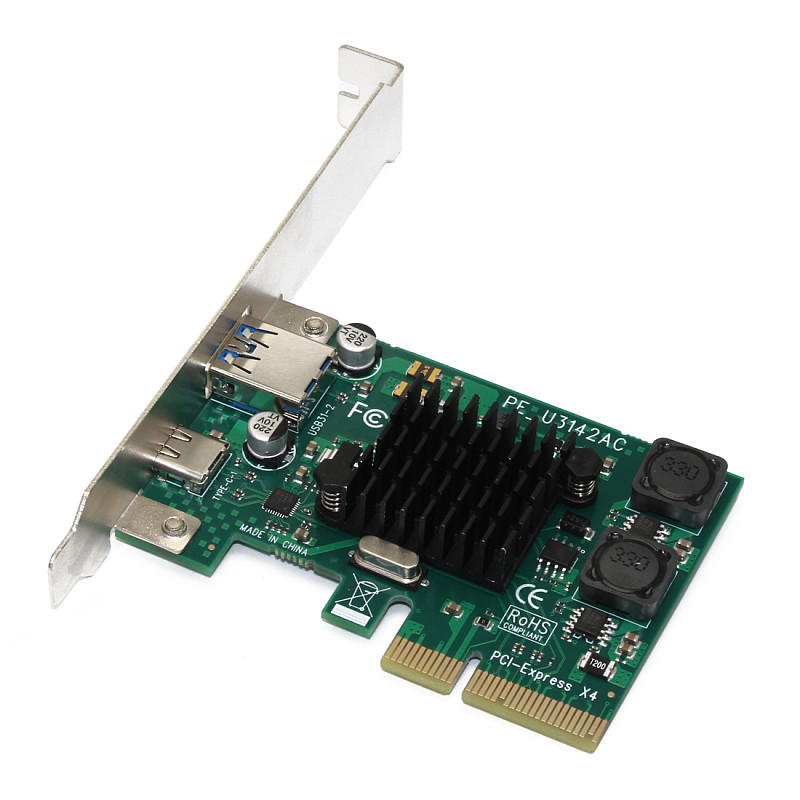 XT-XINTE Add on Cards PCI-E to USB3.1 Type-c Dual-port Expansion Card Desktop PC Motherboard PCIE 4x USB 3.1 Type-A Type C Riser Adapter