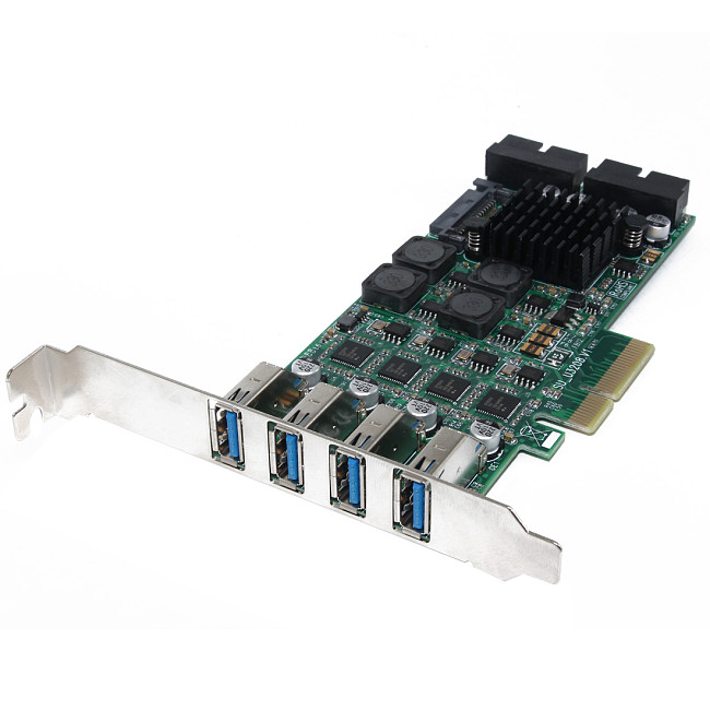 XT-XINTE USB 3.0 PCI-E Express PC Add on Card External 4 Ports USB3.0 & Internal 2x 19 Pin Slots 4 Channels 8x USB 3.0 Expansion Adapter