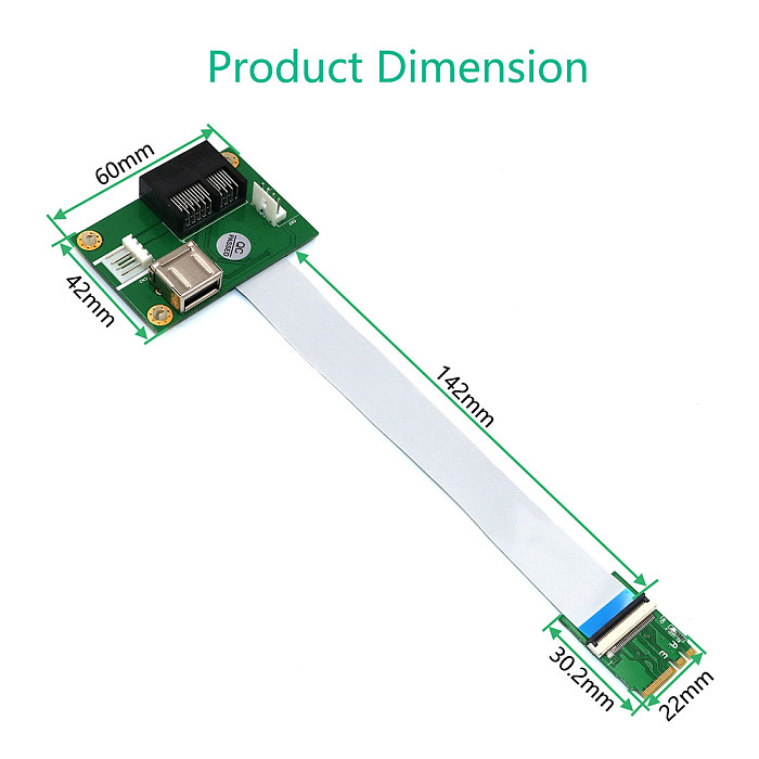 XT-XINTE PCIE Riser NGFF M.2 Key A/E to PCI-E Express X1+USB Adapter Riser Card with FPC Cable 4Pin Power Supply Cable PCIE Convert Cable