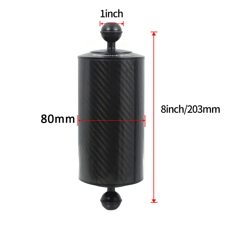 BGNing Carbon Fiber Float Lifebuoy Arm Aquatic Dual Floating Ball Arm Extend Bracket D80MM Underwater Camera Diving Tray for Gopro