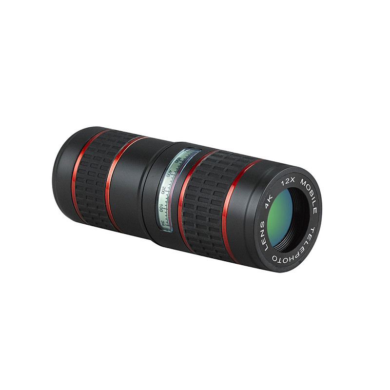 FCLUO 4K HD 12X Optical Telescope Phone Lens w/ 0.45X Super Wide Angle 15x Macro Lens Set for Smartphone Mobile Telephoto Zoom Cameras