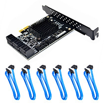 XT-XINTE PCI-E SATA 2X 4X 8X 16X PCI-E Cards PCI Express to SATA 3.0 8-Port SATA III 6Gbps Expansion Adapter Boards with Date Cable
