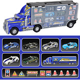 FeiChao 1:64 Storage Container Truck ABS & Alloy Diecast Mini Cars Engineering Excavator Vehicles Road Sign Model Set Gift for Kids Boys