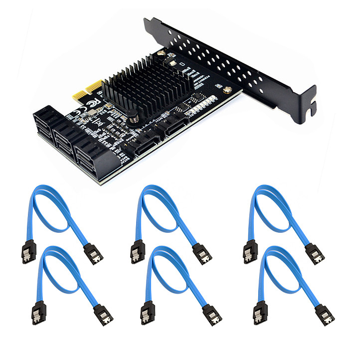 XT-XINTE PCI-E SATA 2X 4X 8X 16X PCI-E Cards PCI Express to SATA 3.0 8-Port SATA III 6Gbps Expansion Adapter Boards with Date Cable