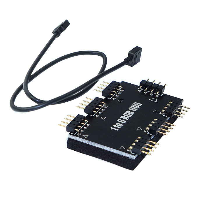 XT-XINTE 1 to 6 RGB Fan Hub Splitter PWM Controller 5V 3Pin / 12V 4 PIN Fan Cooler Computer Motherboard Symphony 50cm Power Supply Cable