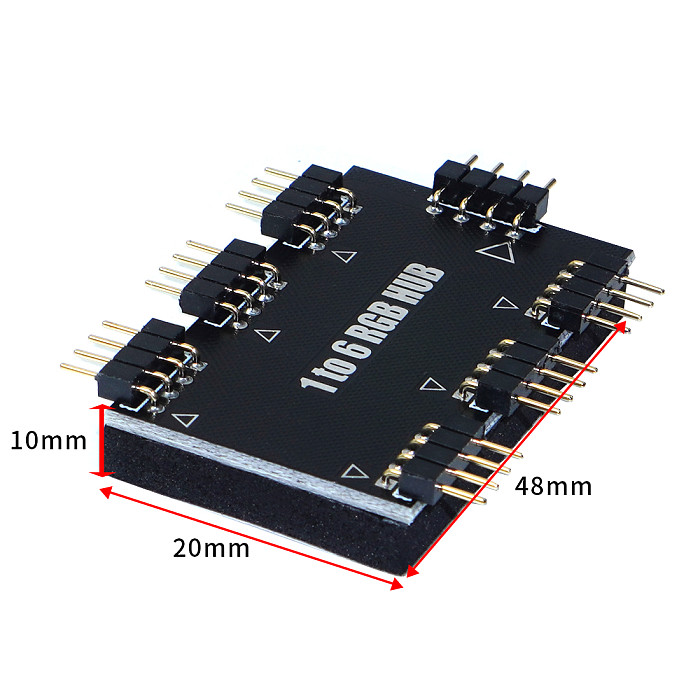 XT-XINTE 1 to 6 RGB Fan Hub Splitter PWM Controller 5V 3Pin / 12V 4 PIN Fan Cooler Computer Motherboard Symphony 50cm Power Supply Cable