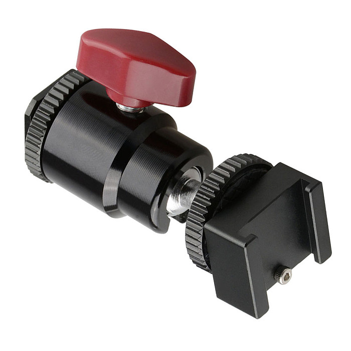 BGNING Hot Shoe Adapter 360 Degree Swivel Ball Head w Hot & Cold Shoe Base 1/4 for LCD Monitor Flash LED Light Microphone DSLR Camera