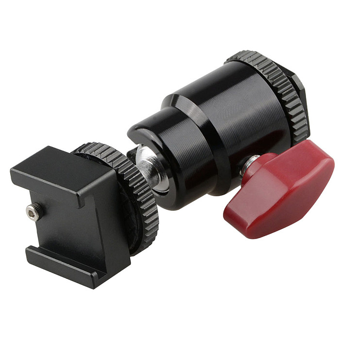 BGNING Hot Shoe Adapter 360 Degree Swivel Ball Head w Hot & Cold Shoe Base 1/4 for LCD Monitor Flash LED Light Microphone DSLR Camera