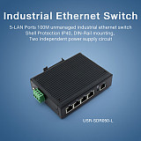 USR-SDR050-L 10 / 100M 5 Ports Lan Industrial Ethernet Wide Voltage Switch Natural Heat Dissipation IP40 Protection Shell