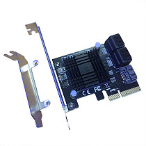XT-XINTE Add On Cards PCIE SATA Controller PCI-E SATA Hub/Card PCIE to SATA 3 Card 5 Port SATA3 SSD PCI Express X4 Gen3 Adapter