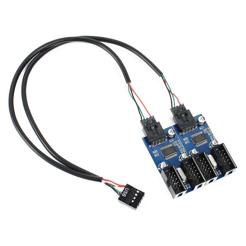 1/5PCS XT-XINTE Motherboard USB 9PIN Header Multiplier Splitter 9 Pin 1 to 4 Port Extension Cable 30cm Connector Adapter