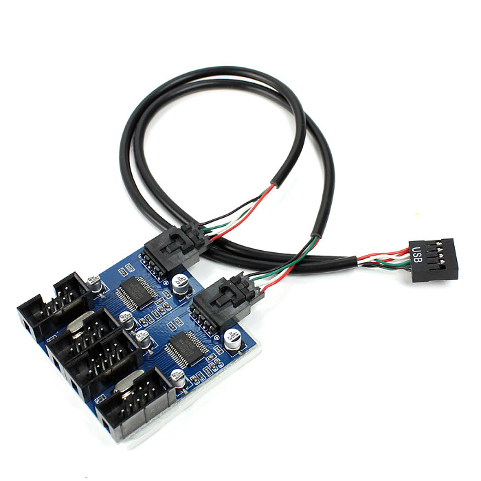1/5PCS XT-XINTE Motherboard USB 9PIN Header Multiplier Splitter 9 Pin 1 to 4 Port Extension Cable 30cm Connector Adapter