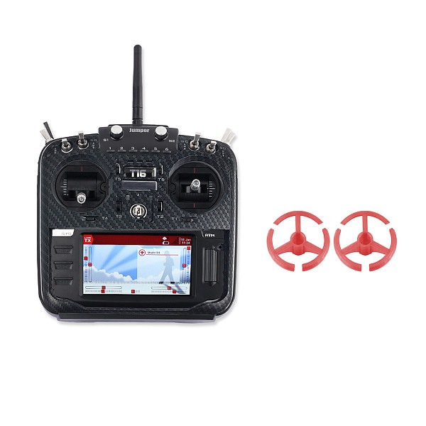 Jumper T16 Pro Hall Gimbal Open Source Built-in Module Multi-protocol Radio Transmitter with Carbon Fiber Protective Shell Front Panel & Rocker Mount