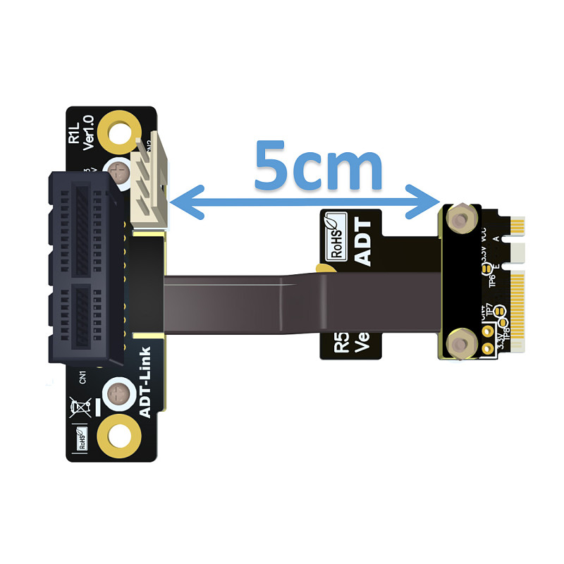 ADT-Link M.2 WiFi A.E Key Interface Adapter M.2-A\Ekey to PCIE X1 Adapter Board Extensione Cable Supports PCI-E 3.0 x1 Riser Adapter