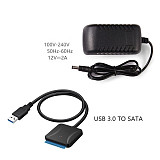 XT-XINTE SATA USB Adapter USB 3.0 2.0 to Sata 3 Cable Converter 5 Gbps 45cm wide for 2.5 3.5 HDD SSD Hard Disk Drive w / 12V AC / DC Power Adapter