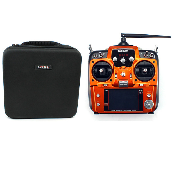 RadioLink AT10 II RC Transmitter 2.4G 12CH Remote Control System with R12DS Receiver Portable Case Handbag for RC Airplane Helicopter FPV Drones