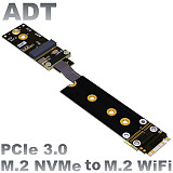 ADT-Link M.2 Wifi Extension Transfer Motherboard M.2 NVMe Interface Support Wireless Network Card R45SF Riser Adapter