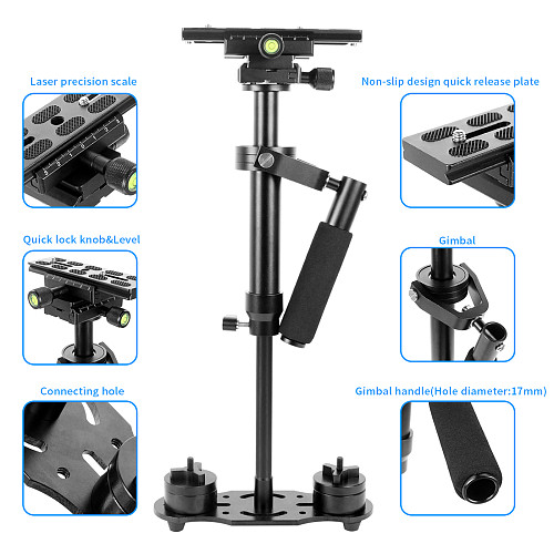 BGNing Universal S60 Aluminum Handheld Stabilizer Adjustable Mount for Phone DV AEE DSLR Video Camera Shooting Shake Shock Bracket