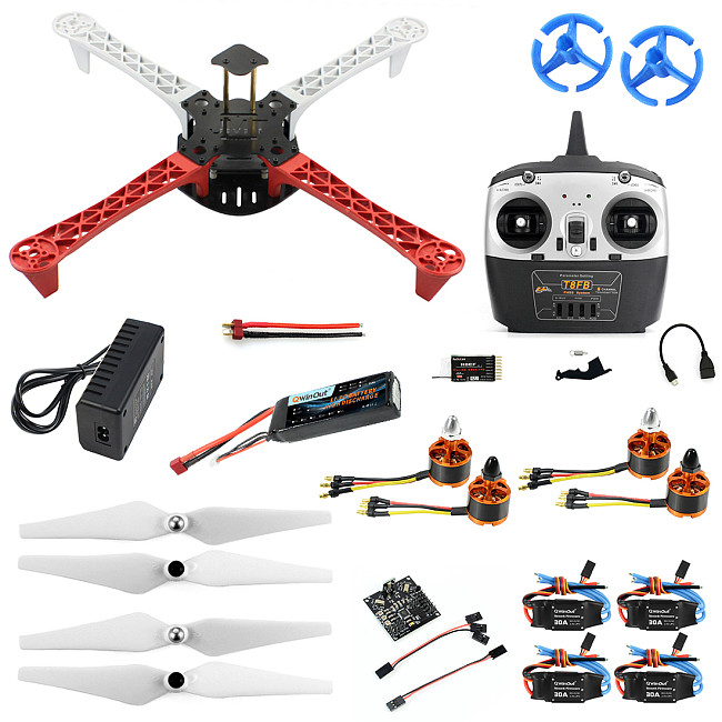 JMT  Full Set T450 DIY RC Quadcopter Kit 450mm Frame KK V2.3 Xcopter Flight Controller T8FB Remote Control DIY Drones for Adults