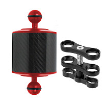 BGNing D80mm 5 Inch Carbon Fiber Float Buoyancy with 2-Hole Butterfly Clip for Diving Dual Handheld Stabilizer Fill Light Arm Grip