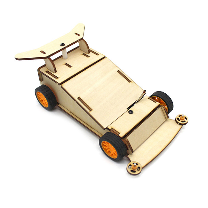 Feichao Wooden 4WD (with wooden shell) Electric Trolley Student Steam Education DIY Manual Assembly Toy Car 