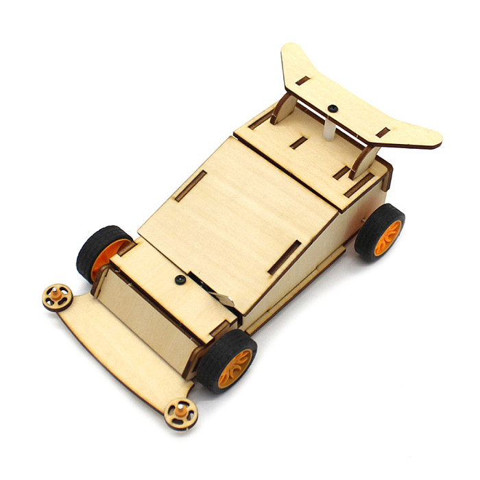 Feichao Wooden 4WD (with wooden shell) Electric Trolley Student Steam Education DIY Manual Assembly Toy Car 