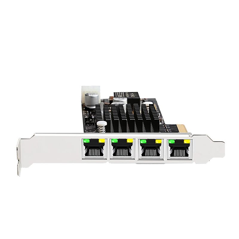 Diewu 4 Pci-E 4X Gigabit Poe Lan Network Card Quad Interface Card RJ45 Ports 10/100/1000 mbps for Intel350