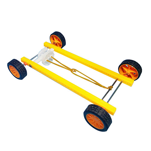Feichao Rubber Band Power Trolley with Rubber Tires Straight Racing Car DIY Toys