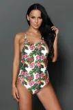 Tropical Print Ladder Back One Piece Swimsuit