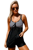 Zigzag Bandeau Top Swimdress One Piece