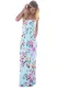 Blue Boho Floral Strapless Maxi Dress with Pockets