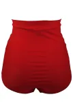 Red Retro High Waisted Swim Short