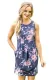 Navy Floral Sleeveless Short Dress