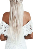 Fashion Lace Crochet Off Shoulder Scalloped Bodycon Dress