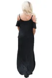 Black Sassy Open Shoulder Maxi Dress