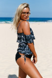 Rock Solid Off-The-Shoulder Tankini Swimsuit Black