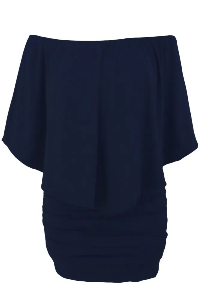 Multiple Dressing Layered Dark Blue Mini Dress