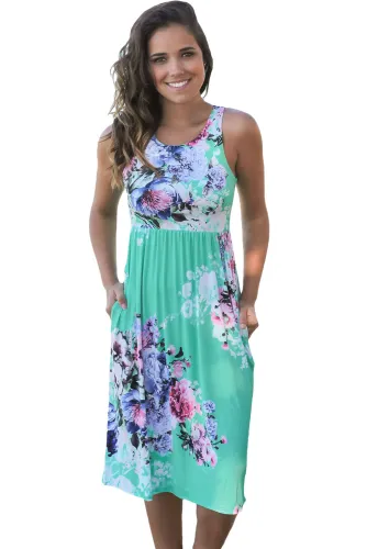 Fall in Love with Floral Print Boho Dress in Mint