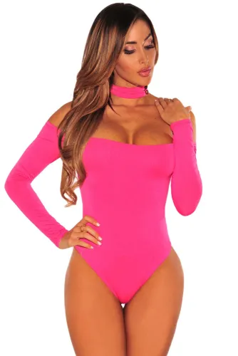 Rosy Choker Off Shoulder Bodysuit