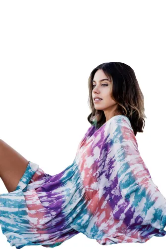 Multicolor Tie Dye Print Hawaii Beach Cover Up